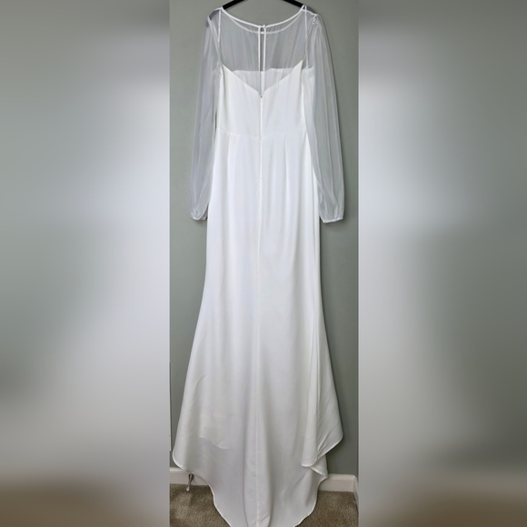 Lulus Immaculate Romance White Sheer Organza Long Sleeve Maxi Wedding Gown Large - Picture 8 of 12